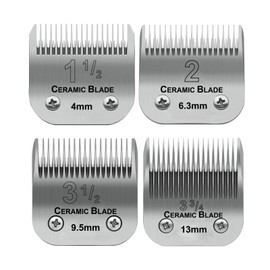 4 Pack Professional Detachable Replacement Blades set,Size（1-1/2+#2+3-1/2+3-3/4）Cut Length 4mm to 13mm,compatible with Oster Classic 76/Andis AGC,BDC,BGC,MBG Series Detachable Clippers