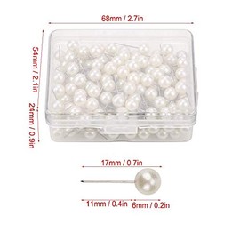 Akozon Pin 200pcs Bola Redonda Alfiler de plástico Alfiler Chincheta Herramienta Decorativa de Bricolaje(Blanco)