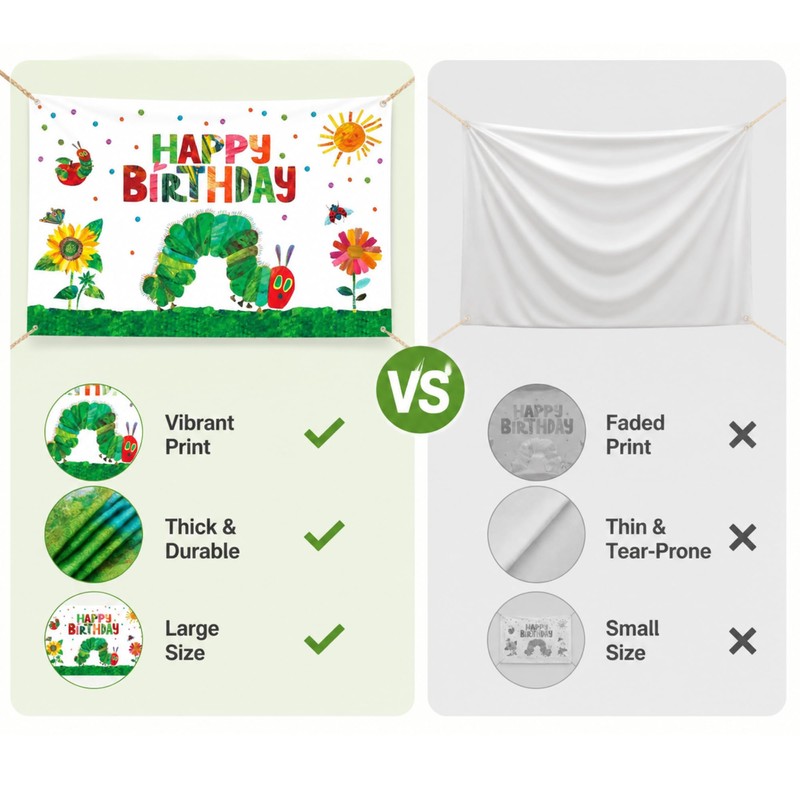 Caterpillar Birthday Decoration Backdrop, Cartoon Caterpillar Party Banner