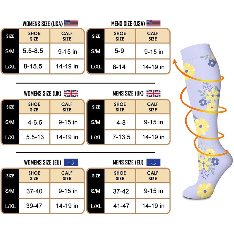 Compression Socks for Women and Men 6 Pack Copper Compression