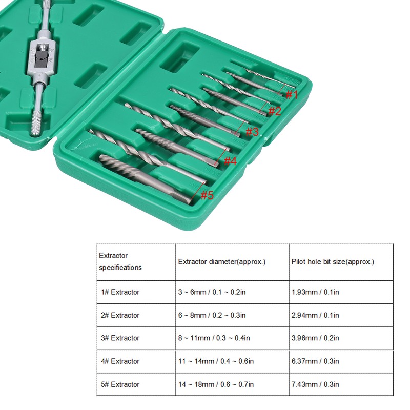 11Pcs Headless Screw Extractor Set Woodwork Easy Out Damaged Drill