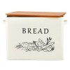Bread Box for Kitchen Countertop, E-far Metal Bread Storage Container Bin with Bamboo Lid for Cutting Bread, Extra Large & Farmhouse Style, 13” x 7.2” x9.8”, Cream