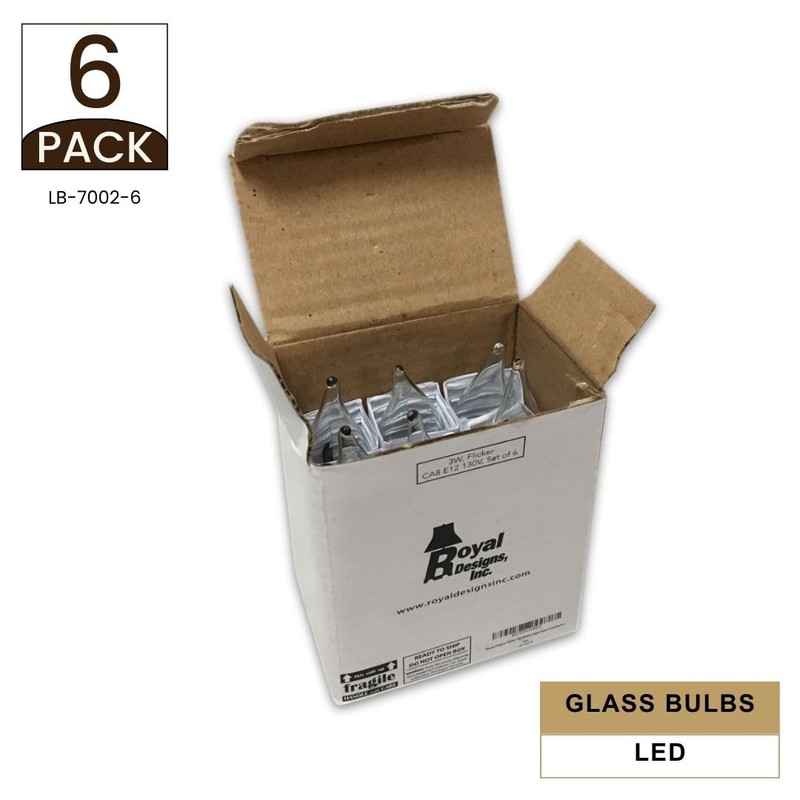 Royal Designs, Inc. Flicker Candelabra Style LED Light Bulbs, E12