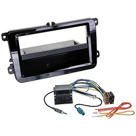 1 DIN Radio Installation Kit Fascia Radio Connection Cable Antenna Adaptor for Skoda Roomster 5J from 2006 Piano Black