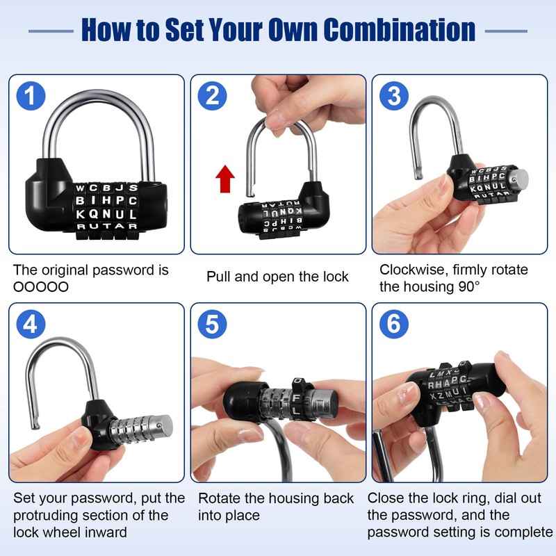 Shimeyao 4 Pcs Gym Locker Lock 5 Digit Combination Lock