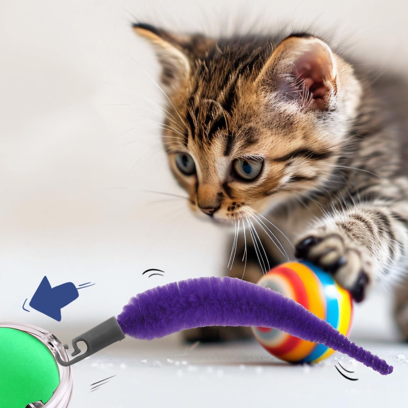 BOXOB 5pcs Cat Ball Toy Replacement Tails, Interactive Cat Toy