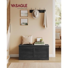 VASAGLE Storage Chest, Storage Trunk with 2 Safety Hinges, Storage Bench, Shoe Bench, Farmhouse Style, 15.7 x 39.4 x 18.3 Inches, for Entryway, Bedroom, Living Room, Charcoal Gray ULSB164B01