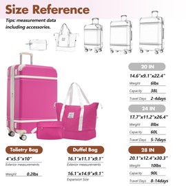 Merax 28 Inch Checked Luggage, Expandable Suitcase with Spinner Wheels, Hard Shell Vintage Luggage Set with TSA Lock(Pink)