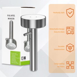 Arazooyi Falafel Scoop With Hole, Stainless Steel Professional Falafel Maker Tool Scoop with Spatula Food Safe and Non-Sticky Stainless-Steel Donuts Sharp Syrian Felafel Maker Mold