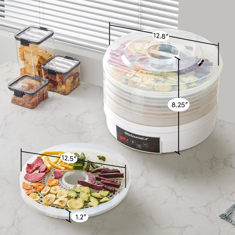 Elite Gourmet EFD770WD Digital Food Dehydrator with 5x12.5” BPA Free