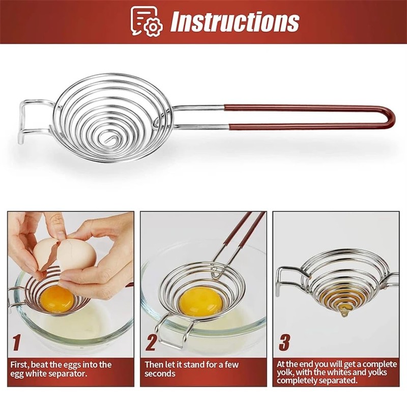 Pack of 2 Egg Separators, Egg Yolk Separator, 304 Stainless