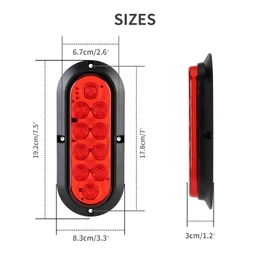 RUNBAITOO 6PCS 6 Inch Oval LED Trailer Tail Lights, 10 LEDs Surface Mount Stop Turn Brake Reverse Back Up Tail Lights, 12V DC Low High Brightness, Waterproof for Truck RV Boat Trailer Bus