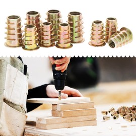 Faankiton Pack of 100 Threaded Insert Nuts, Inserts Screw-In Sleeves, Threaded Insert Furniture Hex Assortment for Wooden Furniture, Threaded Inserts Wood Screw Nut (M6 x 15 mm, M8 x 20 mm)