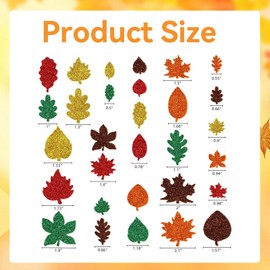 Lyqaq Autumn Stickers,200pcs Fall Glitter Craft Stickers,Maple Leaf Sticker,Various Autumn Leaf Decorations,Autumn Crafts for Kids Thanksgiving Party Favors DIY Fall Craft Decorations