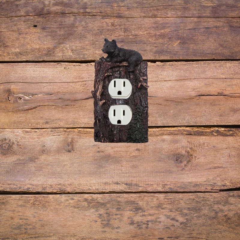 Black Bear Laying on a Tree Wall Plates, Duplex Outlet
