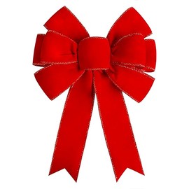Red Christmas Bows Large Velvet Bow for Wreaths, Tree, Outside Decorating, Outdoor (12 * 14 inch)