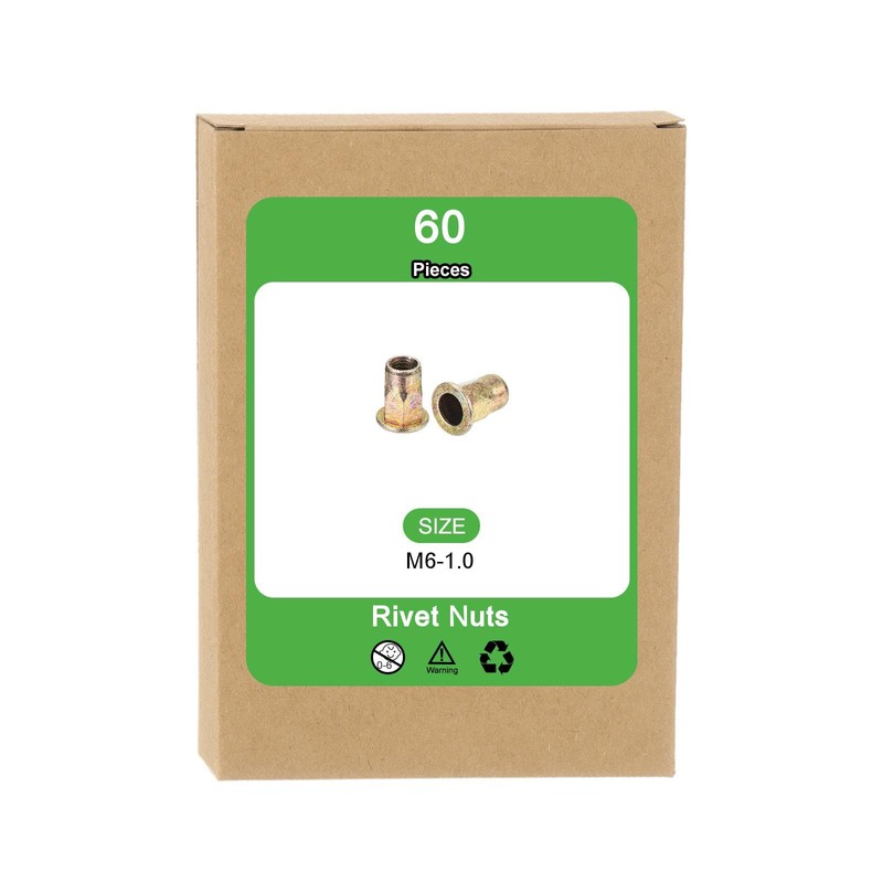 sourcing map 60Pcs Half Hex Body Flange Rivet Nuts, M6