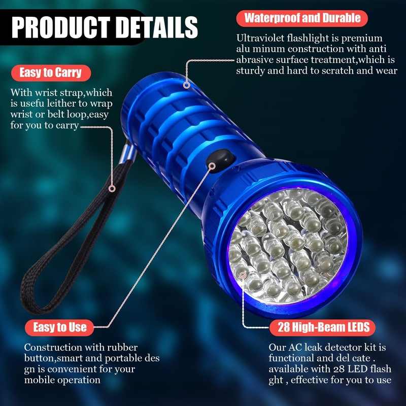 Tellegloww AC Leak Detector Kit R1234yf R134a R410a Hand Push