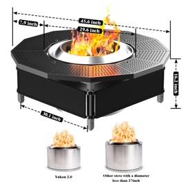 Lezbanz Fire Pit Surround Tabletop Use for Solo Stove Bonfire Ranger Yukon 2.0, Adjustable Surround Tabletop for Solo Stove Mesa with UV-Resistant Outdoor Fabric, Metal Black for Indoor Outdoor Use