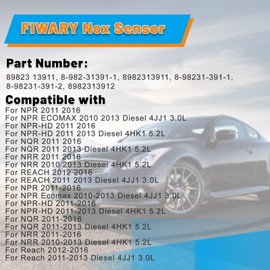 FIWARY Nox Sensor fits for Isuzu NPR NPR-HD NQR NRR 2010-2013 Replace OE 89823-13911 8982313912