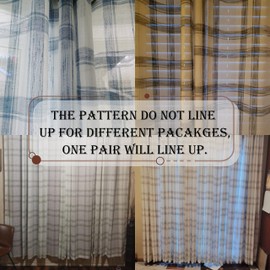 Randall Linen Curtain Panel Pairs for Living Room 63 Inch Length Geometric Check Backtab Rod Pocket Semi Sheer Window Treatment Heavy Rustic Farmhouse Style Drapes for Bedroom, 54"x63"x2, Sage Green