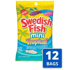 SWEDISH FISH Mini Tropical Soft & Chewy Candy, 12 - 8 oz Bags