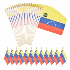 XCFH 20 Pack Venezuela Mini Stick Flag Small Venezuelan Handheld 5x8 Inch Flags Fade Resistant & Vivid Colors