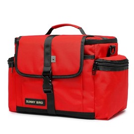 SUNNY BIRD 15L Insulated Lunch Bag with Foldable and Leakproof Design, Thermally Insulated, Shoulder Strap for Women, Men (Red)