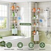 HAMITOR Corner Shower Caddy Tension Pole: Rustproof Bathroom Organizer Shelves