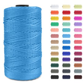 JeogYong Polypropylene Macrame Cord 1.5mm x 656 feet Thick 3 Strand Twisted 100% Polypropylene Rope Twine String Macrame Yarn, Colored Knitting & Crochet Bag Cord Crochet Thread Supplies for Knitter