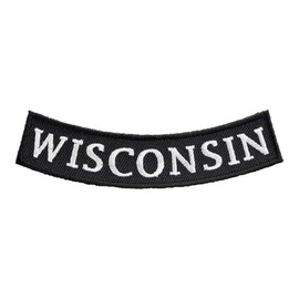 PatchStop State of Wisconsin Bottom Rocker Patches for Jackets Motorcycle Vests Backpacks Hats Tactical - Small 4x1.25in Black White Iron On Sew On Biker Emblem - United States Souvenirs Travel Gifts