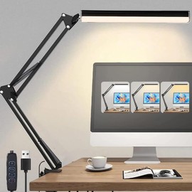 CHARMDOMI Lampara de Escritorio,Lampara de Mesa con Brazo Flexible de 360,Lamparas Mesa de Trabajo con 3 Ajustes de Colo,Lmpara de Escritorio...      