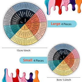 8 Pieces Feelings Wheel Vinyl Sticker, 6 Inch and 3.2 Inch Emotions Chart Decal Self-Adhesive Mental Color School for Chart Social Workers Car Laptop Skateboard