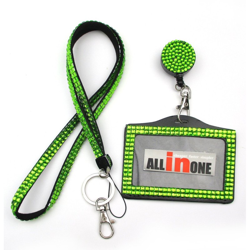ALL in ONE Rhinestone Lanyard Bling Crystal Necklace + Badge