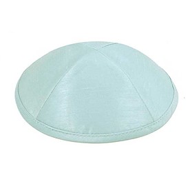 Zion Judaica Deluxe Raw Silk Kippot Bulk Packs or Single Pieces Free Clips (1PC, Light Blue)