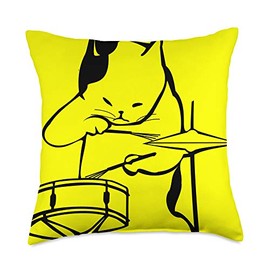 S&P Creative Labs The Smooth Drum Cat Throw Pillow, 18x18, Multicolor