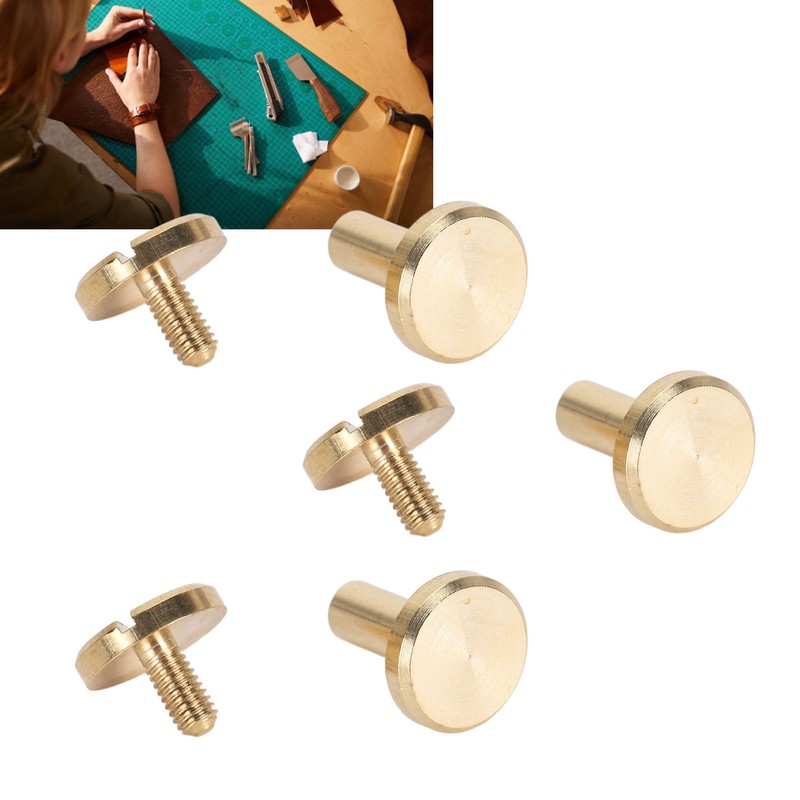 50 Set Binding Rivet Round Flat Head Brass Slot Screw