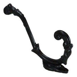 Ebros Gift Pack of 3 Rustic Forged Cast Iron Black French Scroll Lace Art Decorative Double Coat Hooks Multi Point Hanger Ends Decor Plaque Hats Keys Scarves Belts Towels Pet Leashes