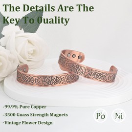 MagEnergy Copper for Men 99.99% Pure Copper 3500 Gauss Magnetic Therapy for Men, Birthday Present, 7.3inches Vintage, Adjustable