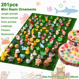 XIMISHOP 201PCS Mini Resin Animals，104 Styles Cute Tiny Small Resin Animals Little Miniature Plastic Animal Figurines Bulk for Micro Fairy Garden Landscape Miniature Dollhouse Accessories