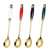 WUBAYI 4pcs Latte Spoon, Stainless Steel Gold Long Handle Spoons