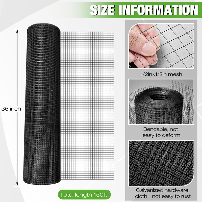 Tatuo Hardware Cloth 1/2 Inch 36in x 150ft Hot Dip