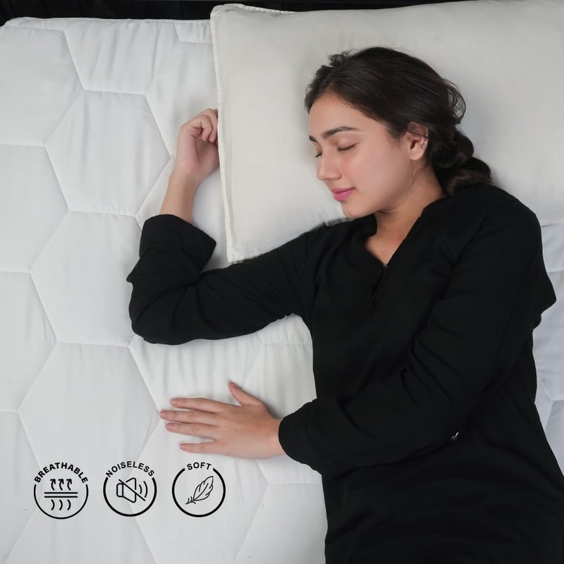 4AS Quilted Mattress Protector Double Bed - Hypoallergenic Deep Fitted