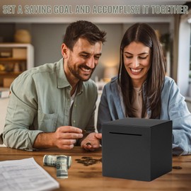 Piggy Bank for Adults Stainless Steel Savings Bank Can Only Safe Piggy Bank Must Break To Open Black 12cm