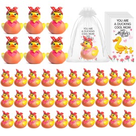 Sotiff 36 Sets Funny Gifts for Mothers Day Mom Themed Rubber Ducks with Thank You Cards Organza Bags Rubber Duckies Appreciation Gifts for Mom Women Friends Mothers Day Party Favors(Classic)