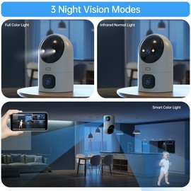 JOOAN Dual 3MP PTZ Security Camera, Dual Indoor Cameras,5G Dual-Band Pet Camera with Color&IR Night Vision,Auto Tracking,Sound Alert, Cloud&SD Card Storage,2-Way Audio,One Touch Call