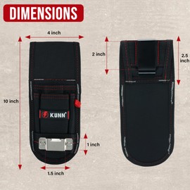 KUNN Tool Pouch with Belt Clip, Utility Small Tool Organizer with Tape Measure Holder, Electrician Tool Pouch for Belt