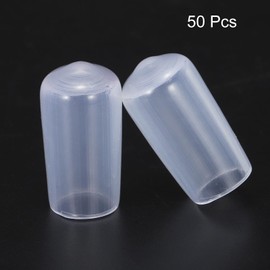 QUARKZMAN Pack of 50 Rubber End Caps 10 mm (3/8 Inch) ID Vinyl PVC Round Tube Bolt Cap Cover Protectors for Screw Thread Clear