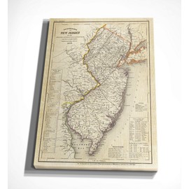 WEXFORD HOME Gallery Wrapped Canvas Wall Art, 24x32, Vintage Map New Jersey II