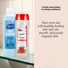 Suave Daily Clarifying Shampoo and Strawberry Delight Body Wash Bundle – Shower Essentials for Healthy Skin & Hair